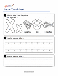 free printable lowercase letter x tracing worksheet