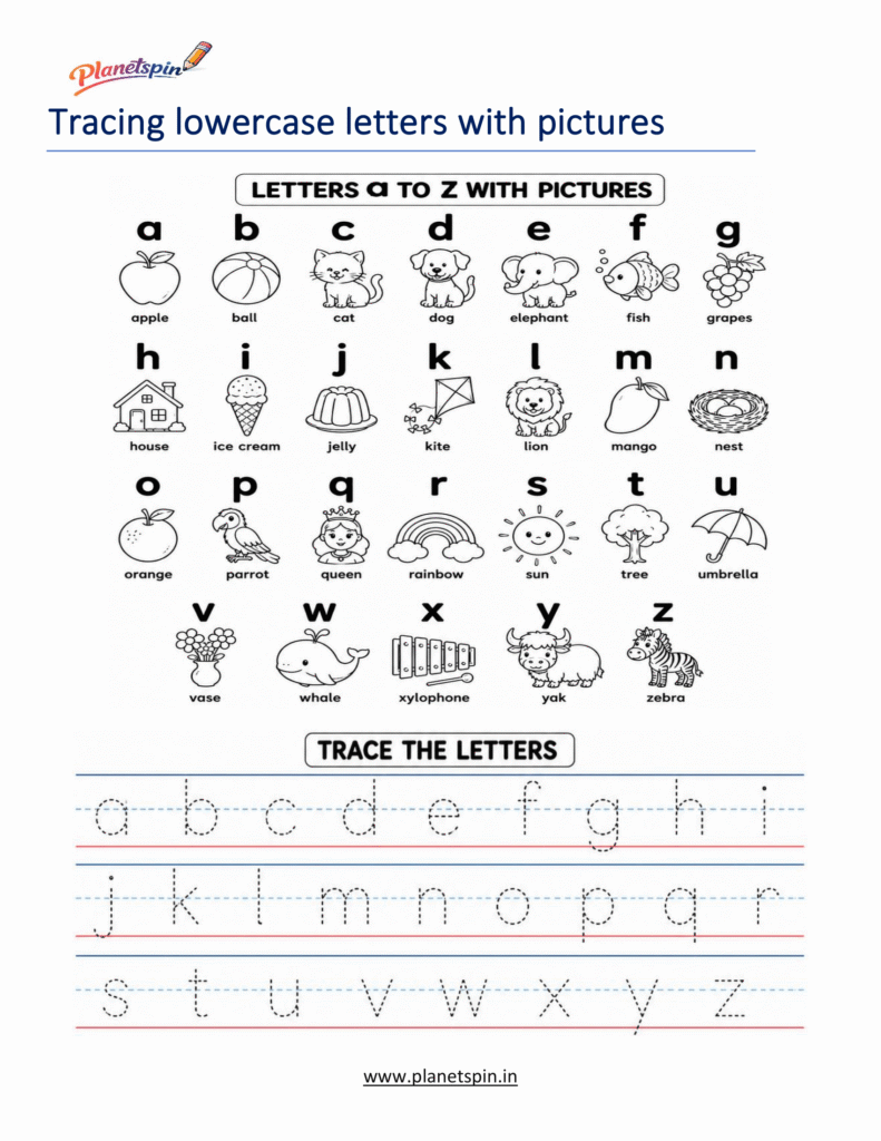 trace and color alphabet worksheets
