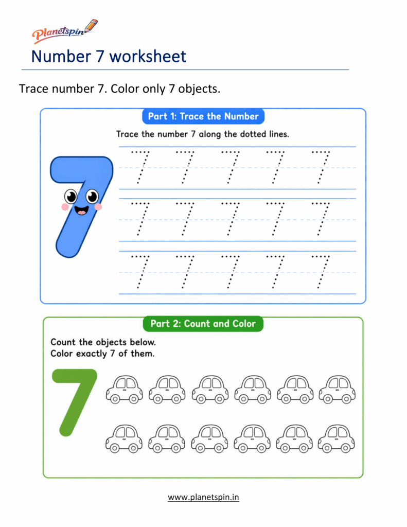 tracing number 7 worksheet