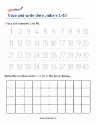 Tracing numbers 1-40 worksheets