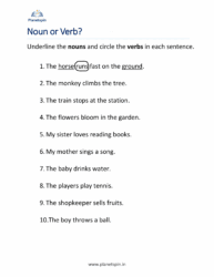 Identifying nouns and verbs in sentences