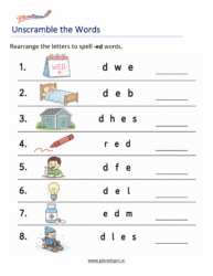-ED Word Family Worksheets printable for Kindergarten