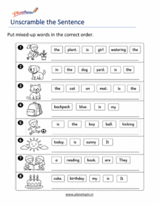 Unscramble sight word sentences worksheet