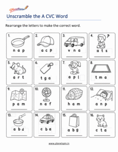 Unscramble Short A CVC Words Printable Worksheet