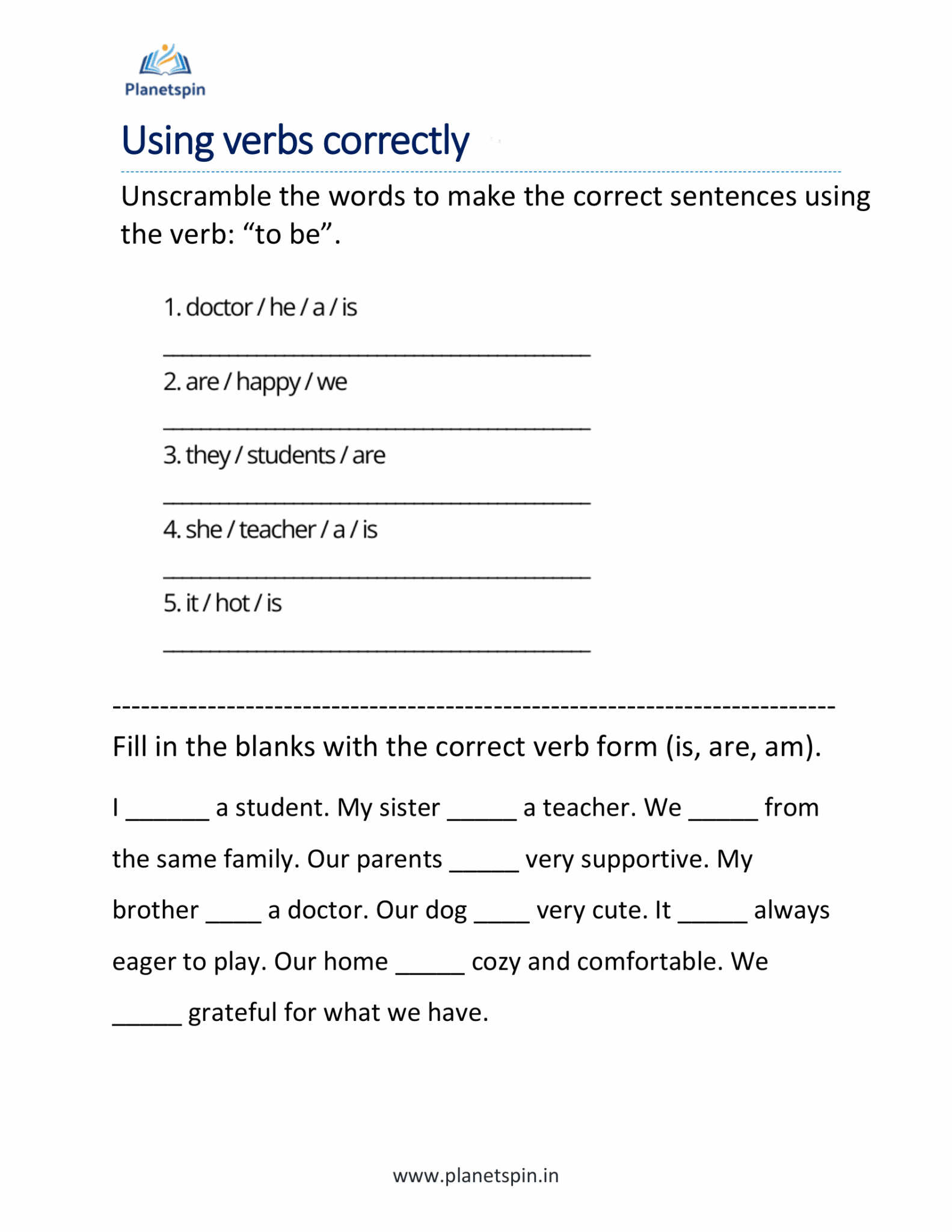Linking verb worksheet grade 2