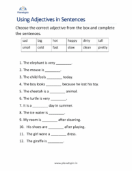 Adding adjectives to sentences