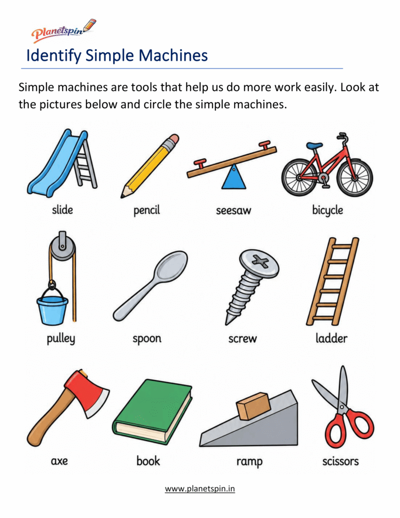 simple machines worksheets for grade 1