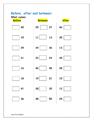 before after and between worksheet for class 1