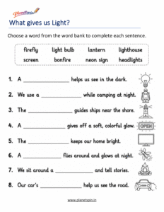 Light source science activity for grade 1