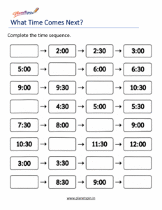 what time comes next worksheet for grade 1