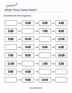 Fill in the Missing Times on the Clock Worksheet