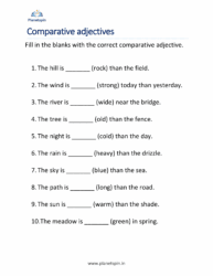 Comparative adjectives worksheet for grade 2 | Planetspin.in