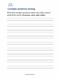 Complex sentences worksheet for grade 2 | Planetspin.in
