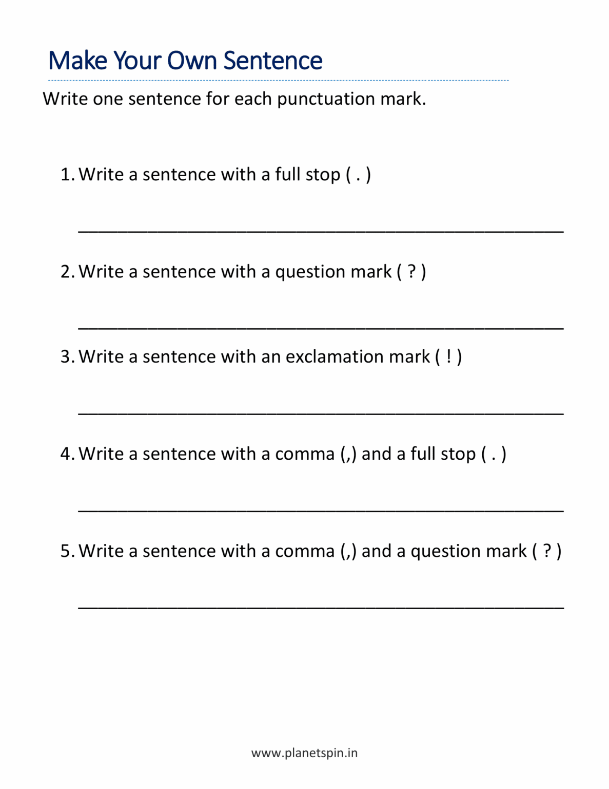 Punctuation worksheets for grade 2 free printable