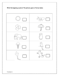 Write the beginning letter sounds in the  worksheet