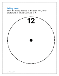 Write the missing numbers and the hands on the clocks (Clock activity sheets)