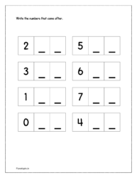 Write the numbers that come after (counting forward worksheets)