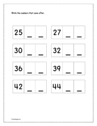 Write the numbers that come after (counting forward worksheets)