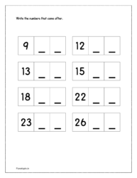 Write the numbers that come after (counting forward worksheets)