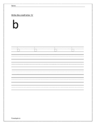 Write the small letter b in four line worksheet