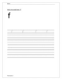 Write the small letter f in four line worksheet