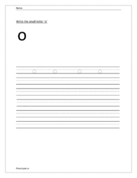Write the small letter o in four line worksheet