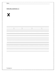 Write the small letter x in four line worksheet
