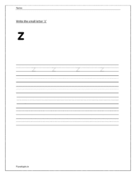 Write the small letter z in four line worksheet