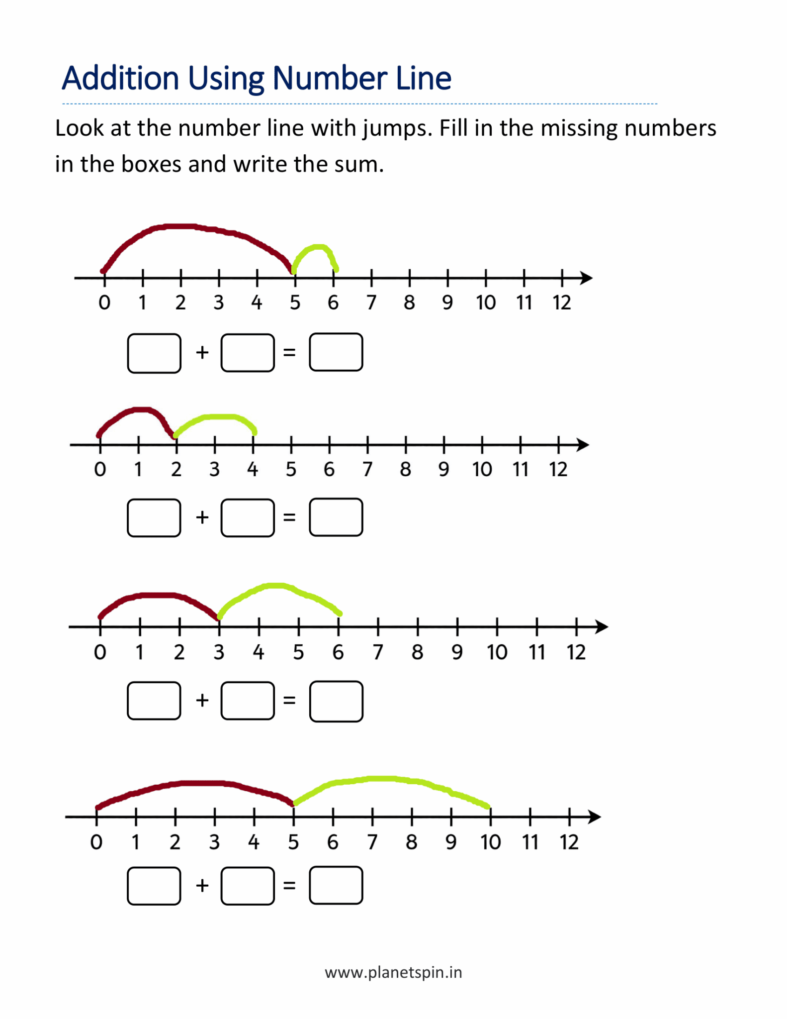 Number Line Ruler Sum Number line addition worksheets | Planetspin.in