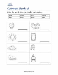 Gl Blends Words Worksheets for Kindergarten