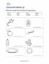 Pl Blends Words Worksheets for Kindergarten
