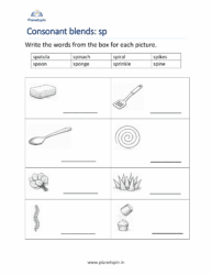 Sp Blends Words Worksheets for Kindergarten